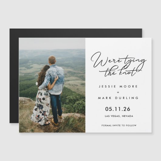 Modernes Foto, das die Hochzeit des Knotens bindet Magnetkarte (Vorne/Hinten)