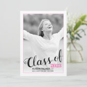 Modernes Foto der 2023-Skriptklasse mit heißen ros Einladung (Stehend Vorderseite)