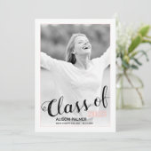 Modernes Foto der 2023-Skriptklasse Rosa Rosa Einladung (Stehend Vorderseite)