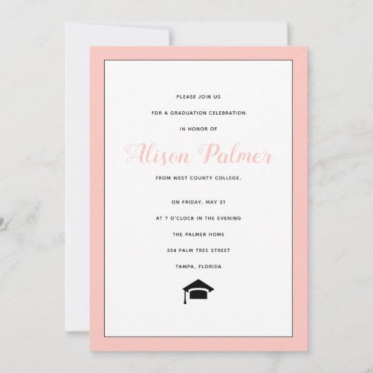 Modernes Foto der 2023-Skriptklasse Rosa Rosa Einladung (Rückseite)