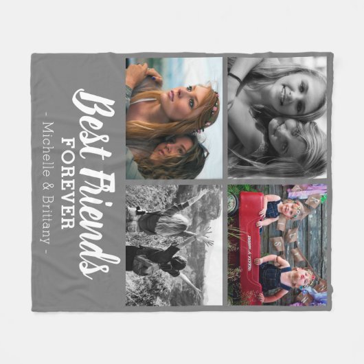 Modernes Foto der besten Freunde | Grau Fleecedecke (Vorderseite (Horizontal))
