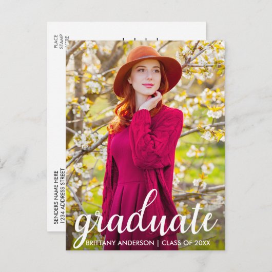 Modernes Foto der Hübsch Graduiertengruppe lädt WS Einladungspostkarte (Vorne/Hinten)