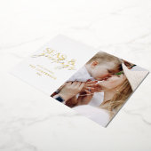 modernes Foto der Strandfamilie Folien Feiertagskarte (Gedreht)