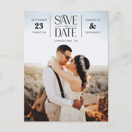 Modernes Foto des Typs eines Hipsters Save the Dat Postkarte (Vorderseite)