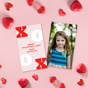 Modernes Foto des Typs XOXO Rosa Valentine Mitteilungskarte