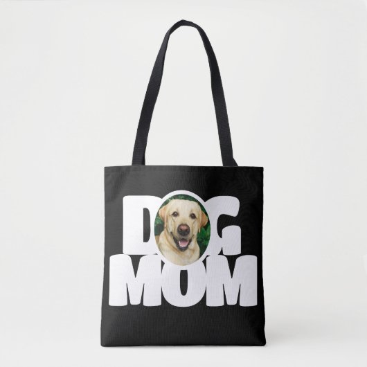 Modernes Foto Dog Mama Einfach Schwarz Tasche (Vorderseite)