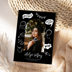 Modernes Foto Doodle Abschluss Black Ankündigung