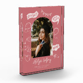 Modernes Foto Doodle Abschluss Blush Pink Keepake (Links)