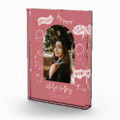 Modernes Foto Doodle Abschluss Blush Pink Keepake (Rechts)