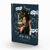 Modernes Foto Doodle Abschluss Navy Blue Keepake (Rechts)