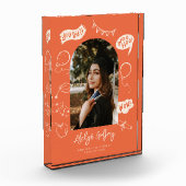 Modernes Foto Doodle Abschluss Orange Keepake (Links)