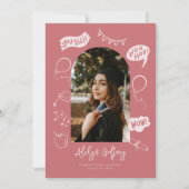 Modernes Foto Doodle Abschluss Rosa Ankündigung (Vorderseite)