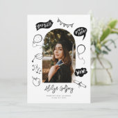 Modernes Foto Doodle Abschluss Weißer Abschluss Ankündigung (Stehend Vorderseite)
