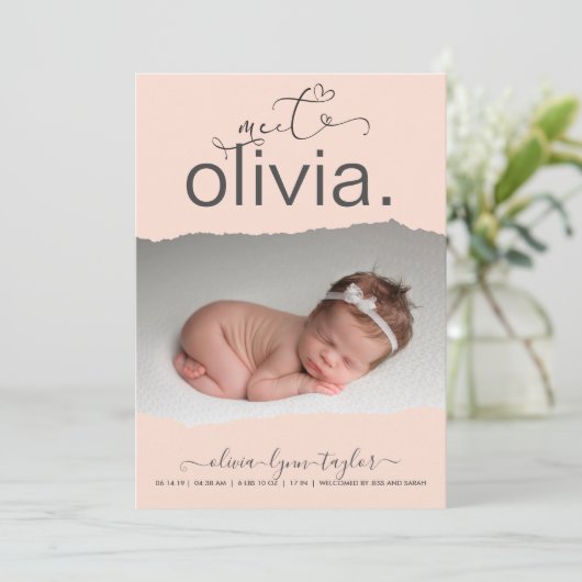 Modernes Foto-Drehpapier Frame Birth Ankündigung (Stehend Vorderseite)