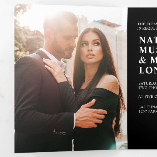 Modernes Foto dreiseitige Hochzeitseinladung Dreifach-gefaltete Programmkarte (Innen Erste Seite)