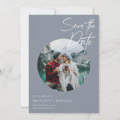 Modernes Foto Dusty Blue Save The Date (Vorderseite)