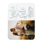 Modernes Foto Dusty Blue Save the Date Hochzeit Magnet (Vertikal)
