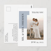 Modernes Foto Dusty Blue Wedding Vielen Dank Postkarte (Vorne/Hinten)