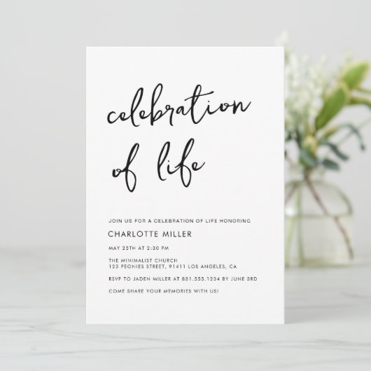 Modernes Foto - einfach das Feiern eines Lebensden Einladung (Stehend Vorderseite)