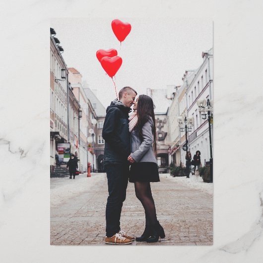 Modernes Foto Einfache Hochzeit Folieneinladung (Rückseite)