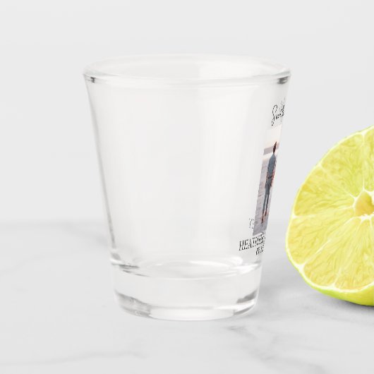 Modernes Foto Einfache Minimalistische Hochzeit Schnapsglas (Links)