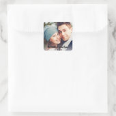 Modernes Foto Einfache Save the Date Hochzeit Quadratischer Aufkleber (Tasche)