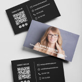 Modernes Foto Einfache schwarze QR-Code Soziale Me Visitenkarte
