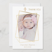 Modernes Foto einfache Taufe Dankeskarte (Vorderseite)
