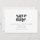 Modernes Foto Einfache Typografie Hochzeit Save The Date (Rückseite)