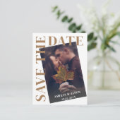 Modernes Foto Einfache Typografie Save the Date Ankündigungspostkarte (Stehend Vorderseite)