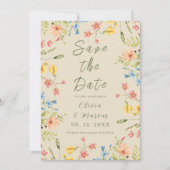 Modernes Foto Einfache Wildblumen Beige Save The Date (Vorderseite)