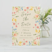 Modernes Foto Einfache Wildblumen Beige Save The Date (Stehend Vorderseite)