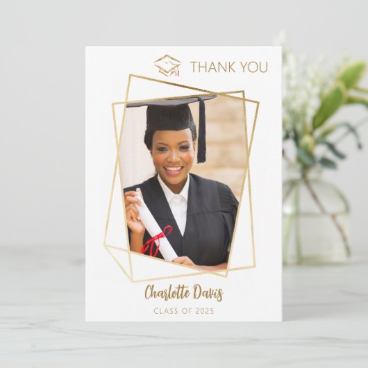 Modernes Foto, einfacher Abschluss Dankeskarte (Stehend Vorderseite)