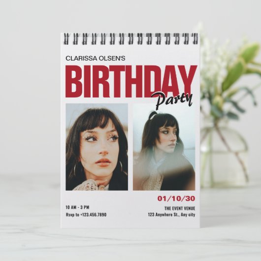 Modernes Foto Einladung (Stehend Vorderseite)