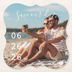 Modernes Foto Einzigartig Save the Date Untersetzer