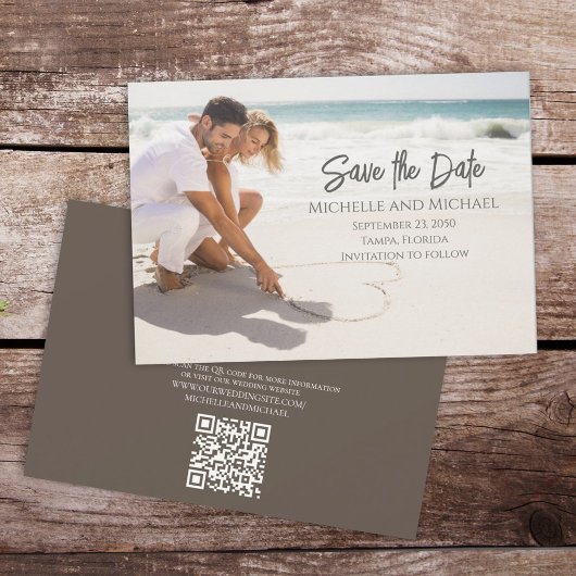 Modernes Foto Elegant Save the Date Script QR Code