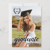 Modernes Foto Elegant Script Grad Party Einladung (Vorderseite)