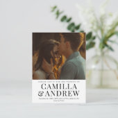 Modernes Foto Elegant Stilvolle Hochzeit Einladungspostkarte (Stehend Vorderseite)