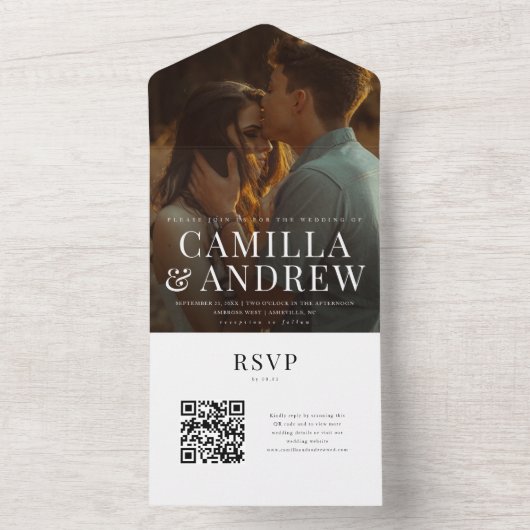 Modernes Foto Elegant Stilvolle UAWG Wedding All In One Einladung (Innen Boden)