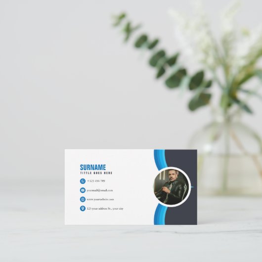 Modernes Foto Elegant Visitenkarte (Stehend Vorderseite)