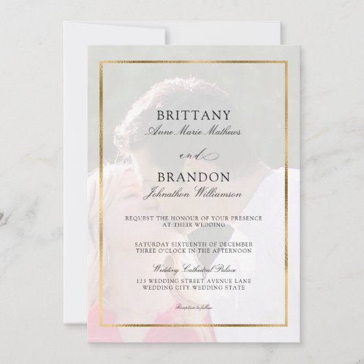 Modernes Foto Elegante Hochzeit Einladung (Vorderseite)