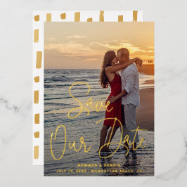 Modernes Foto Elegante Hochzeit Save the Date Folieneinladung