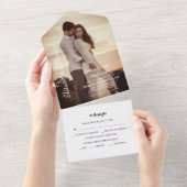 Modernes Foto Elegante Peach Wedding All In One Einladung (Abreißen)