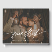 Modernes Foto Elegante Script Monogram Wedding Gästebuch (Vorderseite)