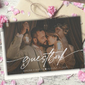 Modernes Foto Elegante Script Monogram Wedding Gästebuch