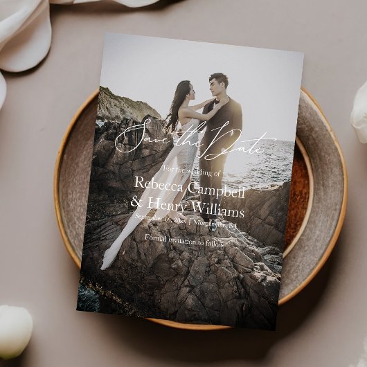 Modernes Foto Elegante SkriptWedding Save the Date Einladung