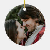 Modernes Foto Elegante Unser erstes Weihnachtsfest Keramik Ornament (Hinten)