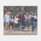 Modernes Foto Eleganter Familienskripttext Fleecedecke (Vorderseite (Horizontal))