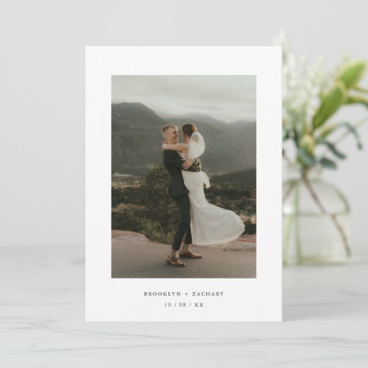 Modernes Foto Elopement & Hochzeitsempfang Einladung (Stehend Vorderseite)
