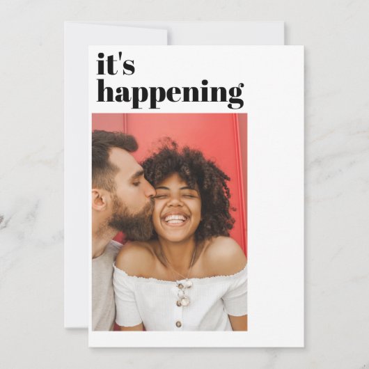 Modernes Foto Es ist Ereignis kühne Negative Space Save The Date (Vorderseite)